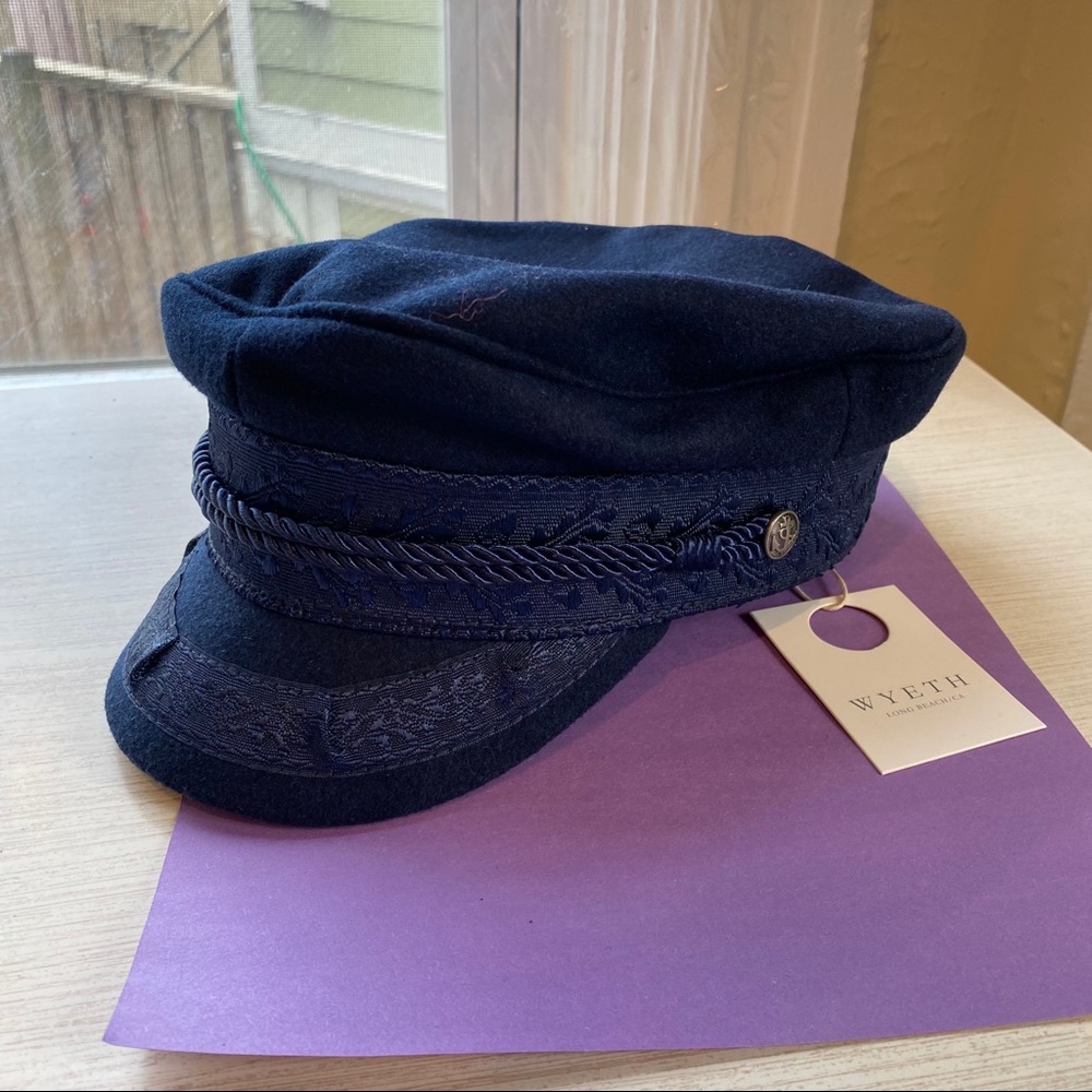 NWT Wyeth Greek Fisherman cap in navy